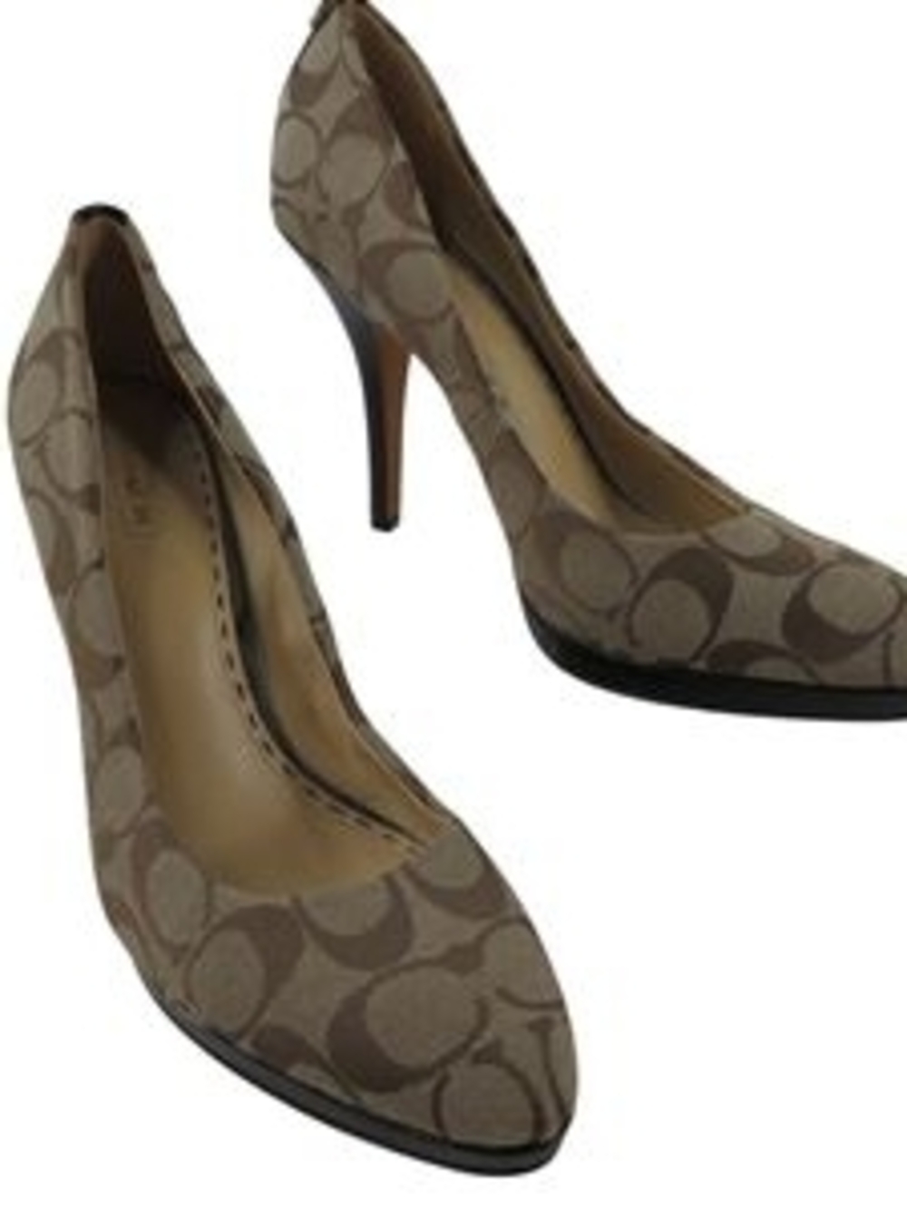 Coach Signature Canvas Pointed Toe Pumps in Khaki